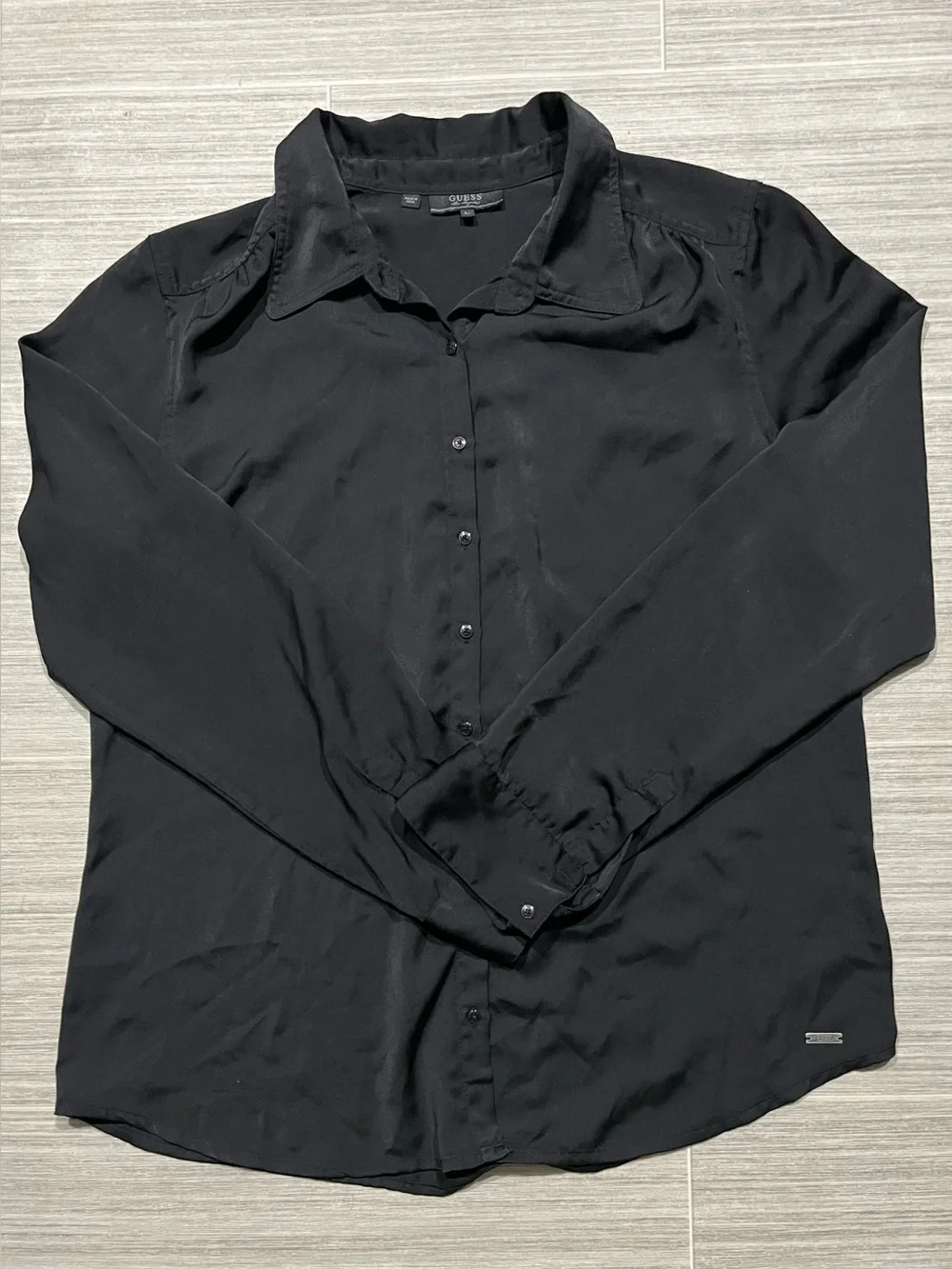 Guess Long Sleeve Black Button-Up Blouse - Large - Women’s - Picture 2 of 16